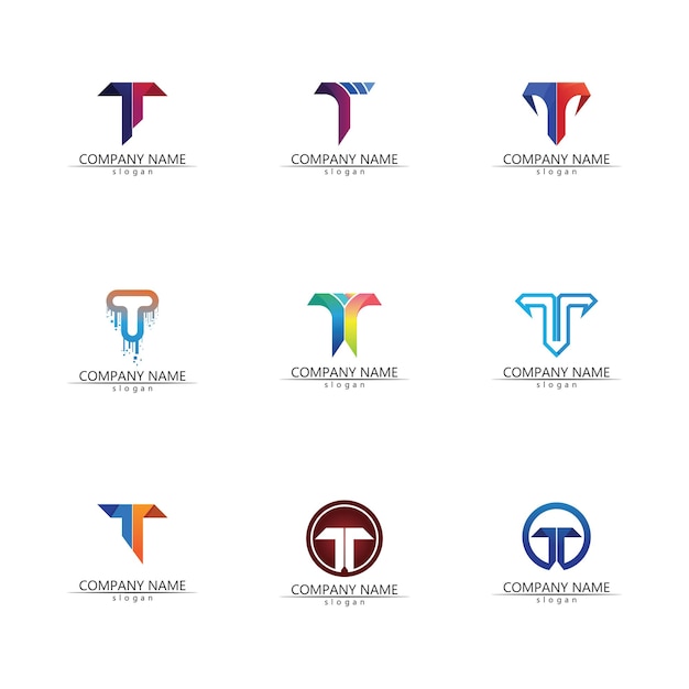 Imagen del logotipo de la letra T y vector gráfico de diseño de fuente T