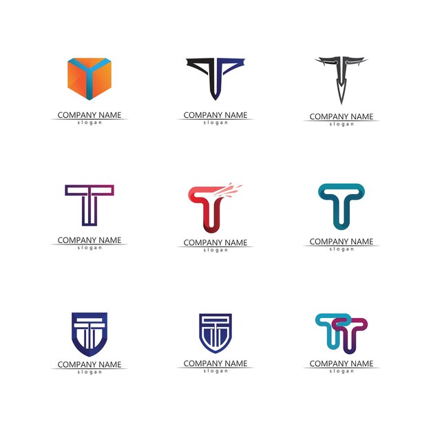 Imagen del logotipo de la letra T y vector gráfico de diseño de fuente T
