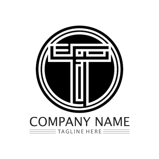 Imagen del logotipo de la letra T y vector gráfico de diseño de fuente T