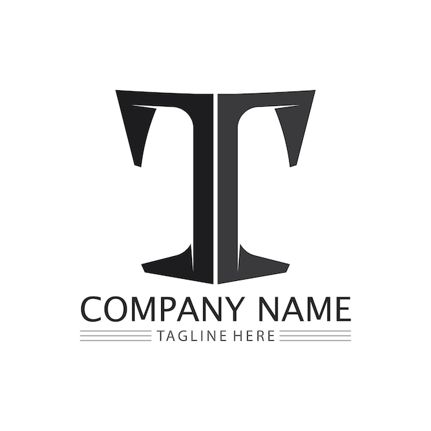 Imagen del logotipo de la letra T y vector gráfico de diseño de fuente T