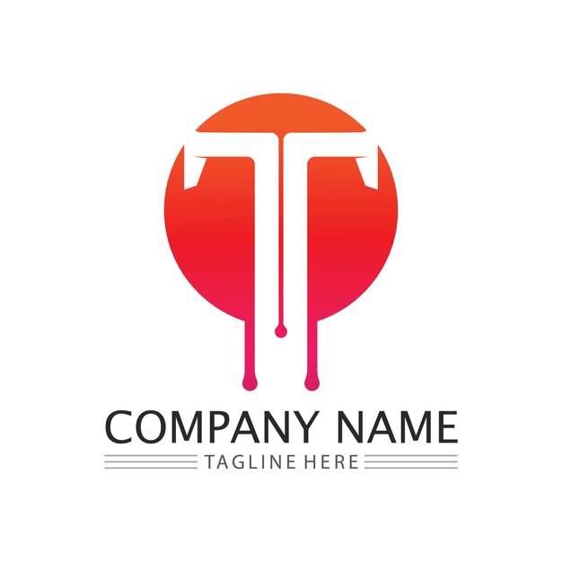 Imagen del logotipo de la letra T y vector gráfico de diseño de fuente T
