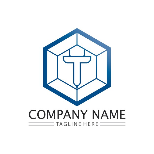 Imagen del logotipo de la letra T y vector gráfico de diseño de fuente T