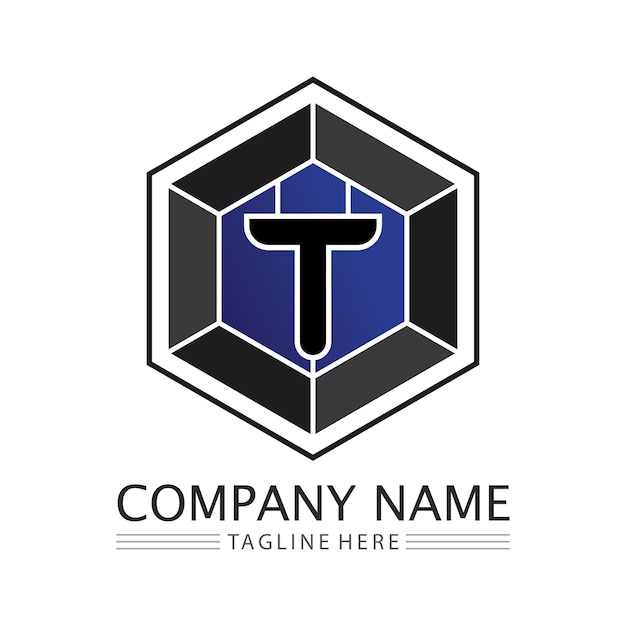 Imagen del logotipo de la letra T y vector gráfico de diseño de fuente T