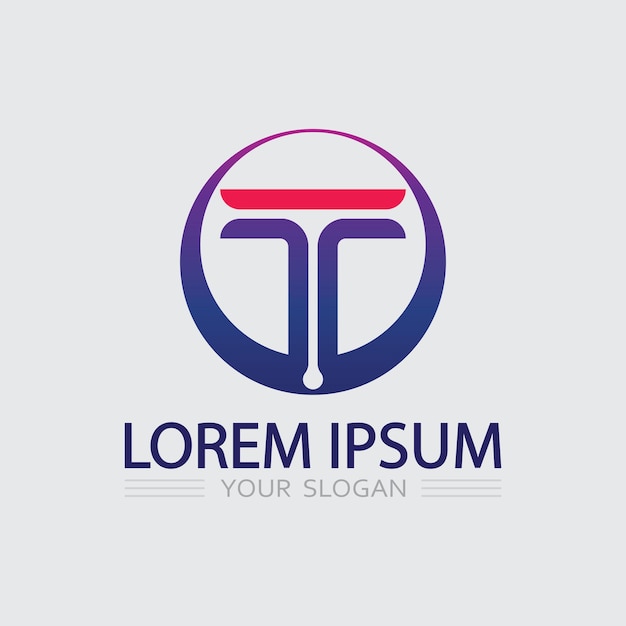 Imagen del logotipo de la letra T y vector gráfico de diseño de fuente T