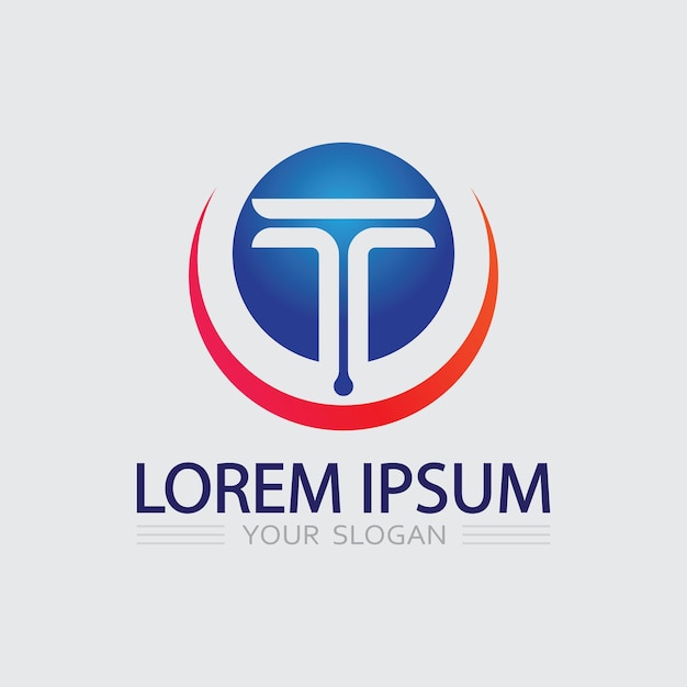 Imagen del logotipo de la letra T y vector gráfico de diseño de fuente T