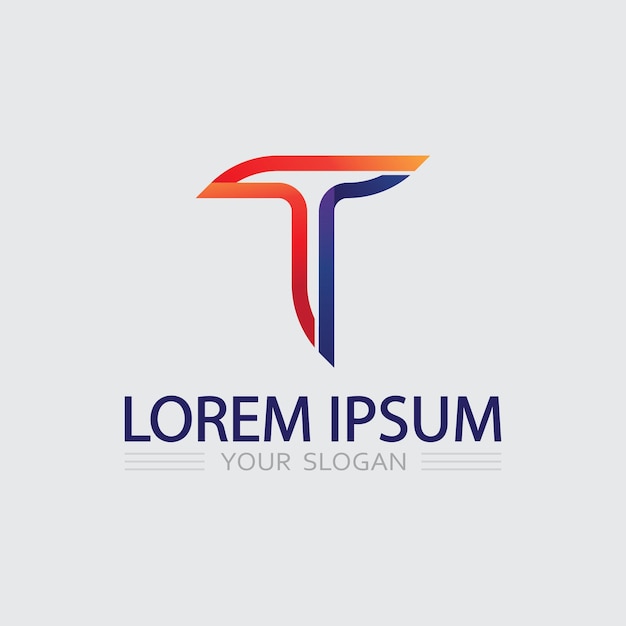 Imagen del logotipo de la letra T y vector gráfico de diseño de fuente T