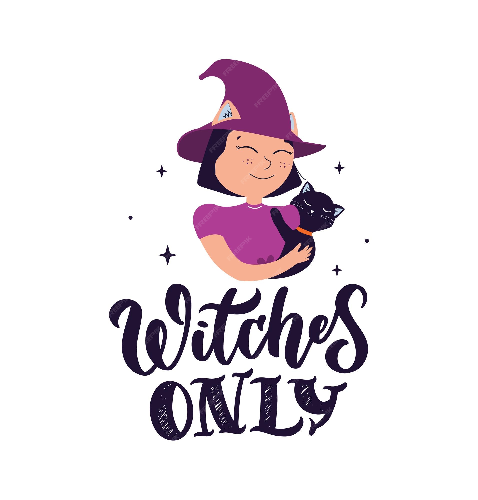 La imagen mágica con texto la frase de letras brujas solo para diseños de feliz día de halloween | Vector Premium La imagen mágica con texto la frase de letras brujas solo para diseños de feliz día de halloween | Vector Premium