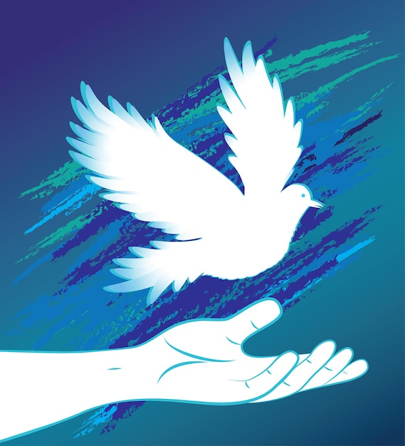 Imagen de la mano y la paloma pájaro