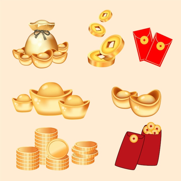 una imagen de monedas de oro y angbao