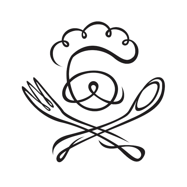 imagen monocroma de chef con cuchara y tenedor