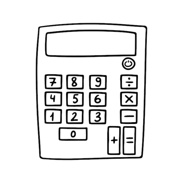 Imagen monocromática Calculadora cuadrada para estudiantes y escolares vector en dibujos animados