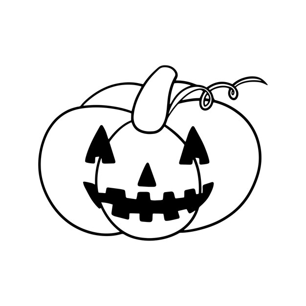 Imagen monocromática Carácter de calabaza de risa alegre Calabaza linda riendo en vector de Halloween