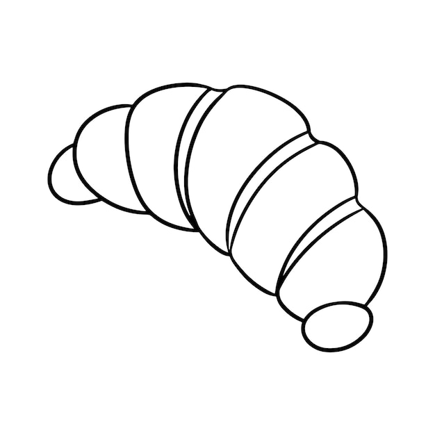 Imagen monocromática Ilustración de vector de croissant delicioso recién horneado en estilo de dibujos animados