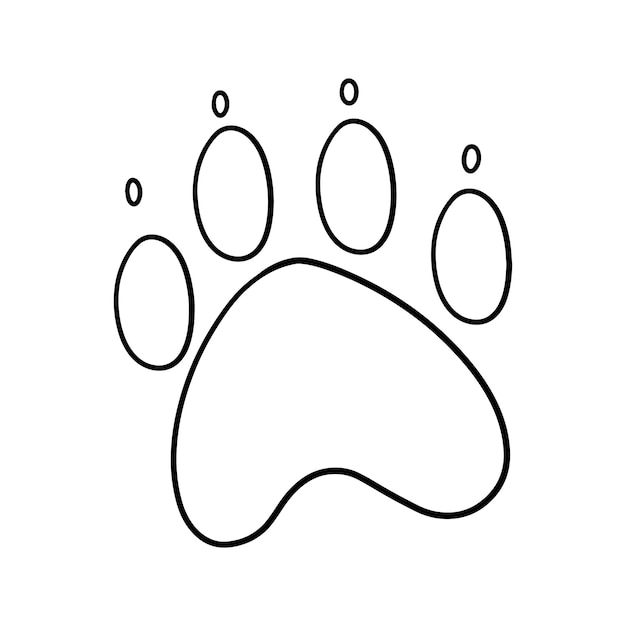 Imagen monocromática Impresión de pata grande de una ilustración de vector animal en estilo de dibujos animados