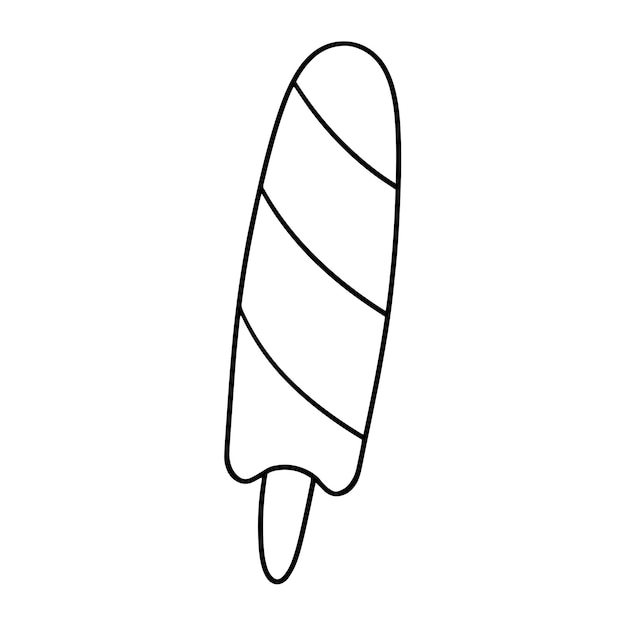 Imagen monocromática Paletas frías de frutas multicolores en una caricatura de vector de palo