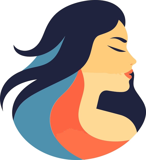 una imagen de una mujer con una franja azul y roja en su cara