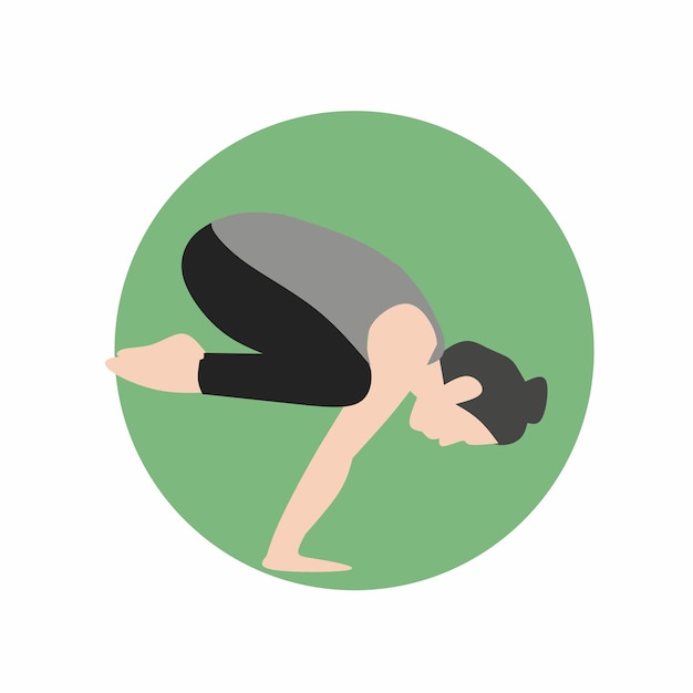 una imagen de una mujer haciendo yoga con un círculo verde en la parte inferior