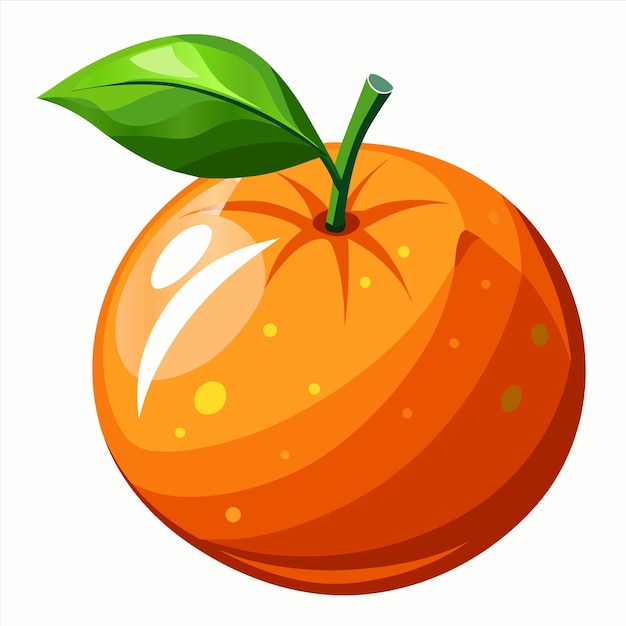 una imagen de una naranja con una hoja verde en ella