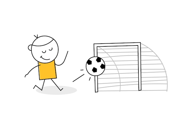 Vector imagen de un niño jugando a la pelota niño jugador de fútbol personaje con un estilo de vida activo