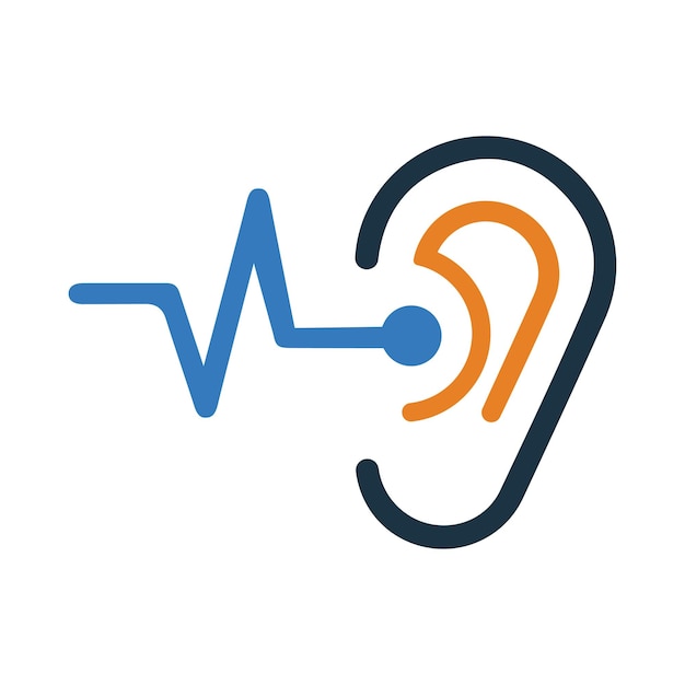 una imagen de una oreja con un símbolo azul que dice "un hombre con una banda azul"