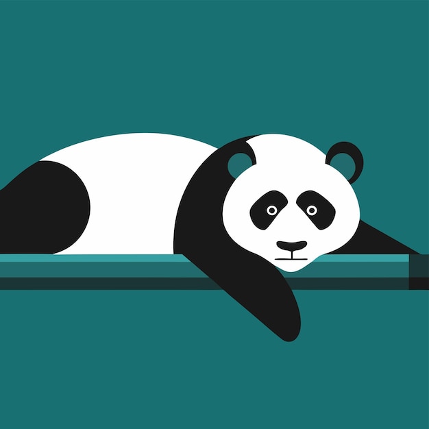 una imagen de un panda acostado en una repisa con un fondo verde