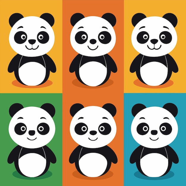 una imagen de pandas con diferentes colores y colores