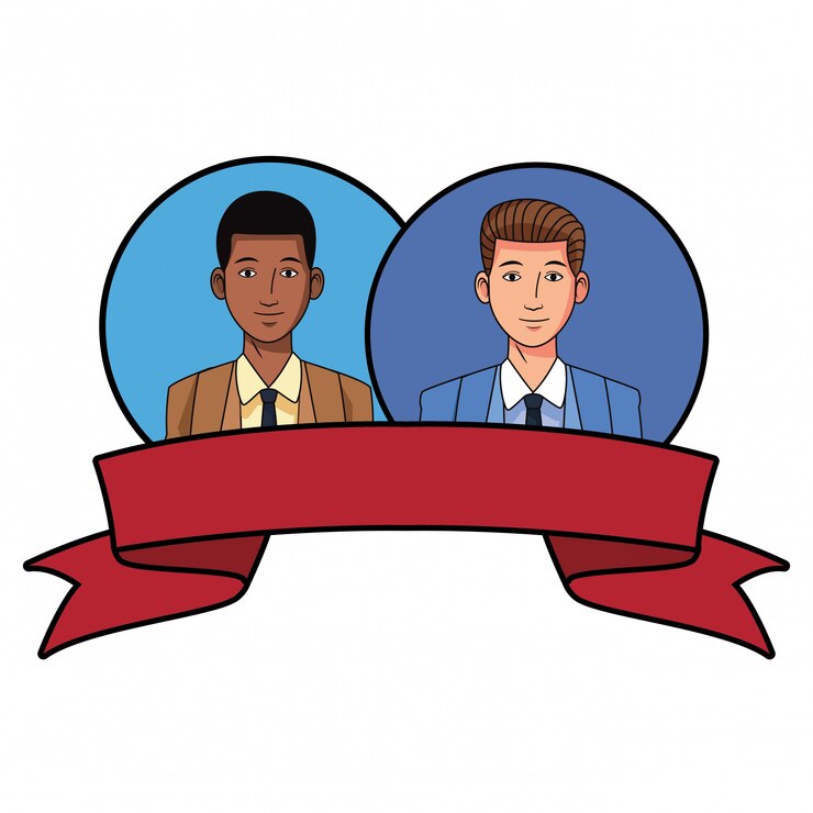 Vector imagen de perfil de avatar de hombres de negocios en ronda