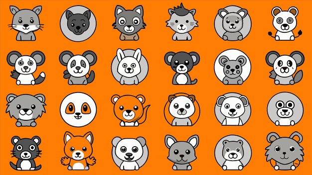 una imagen de un perro y un gato en un fondo naranja