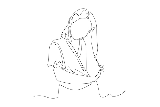 Imagen de una persona que está confundida y mareada para comenzar a trabajar al comienzo de la semana. Día de trabajo de línea continua simple.