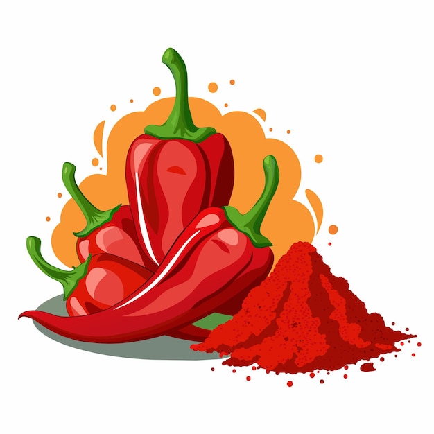 Vector una imagen de un pimiento y un pimiento en un plato