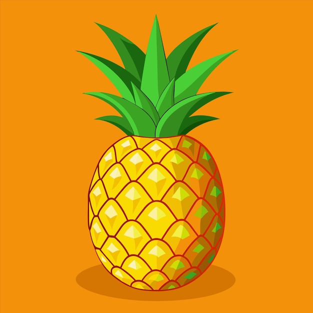 una imagen de una piña con un tallo verde y un fondo amarillo