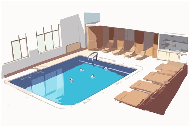 Vector una imagen de una piscina con una piscina y una piscina con unha piscina en ella