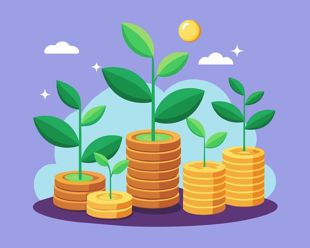 una imagen de una planta y algunas monedas con la palabra " planta " en ella