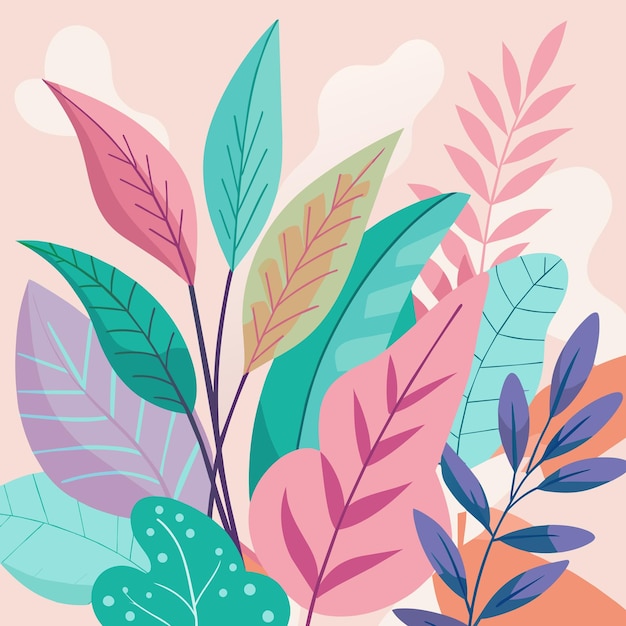 una imagen de una planta con diferentes colores y un fondo rosa