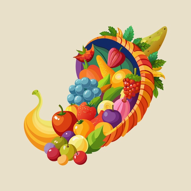 Vector una imagen de un plato de frutas con una imagen de una fruta en él