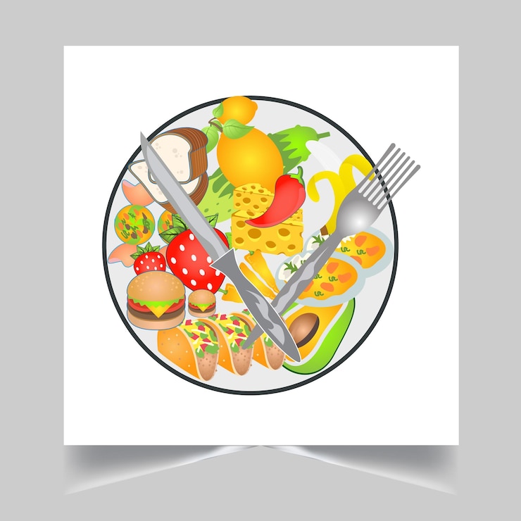 Vector una imagen de un plato con un tenedor y un cuchillo en él