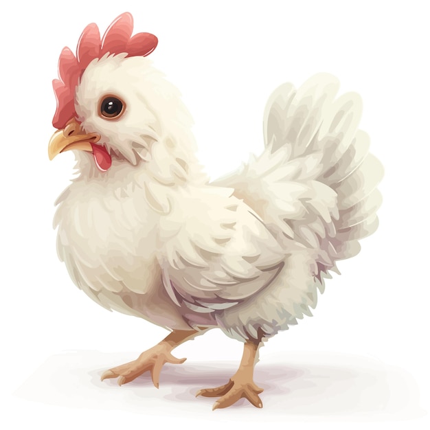 Vector una imagen de un pollo con un pico rojo y una cabeza blanca