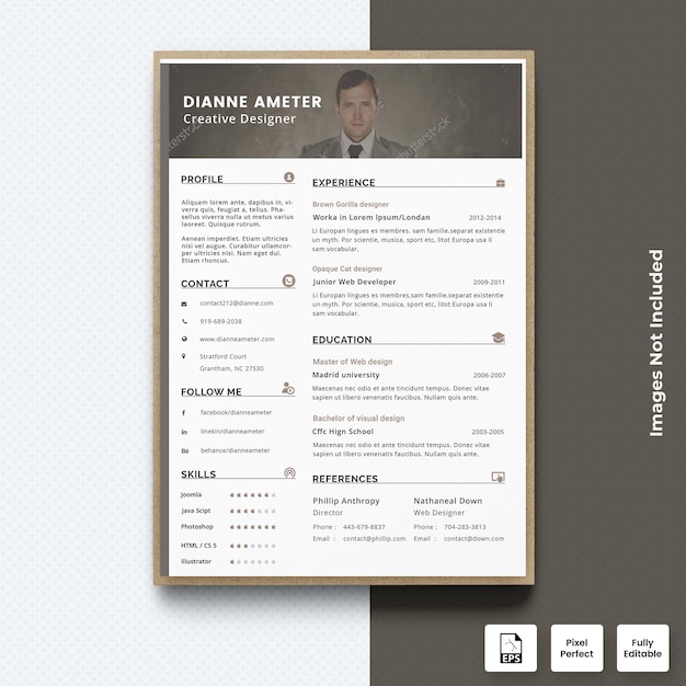 Imagen profesional CV CV plantilla Vector Premium