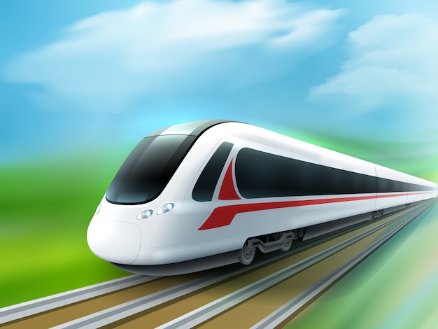 Vector imagen realista del tren diurno de alta velocidad