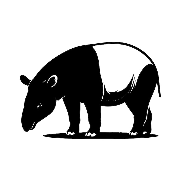 Imagen en silhouette de un fondo blanco de tapir