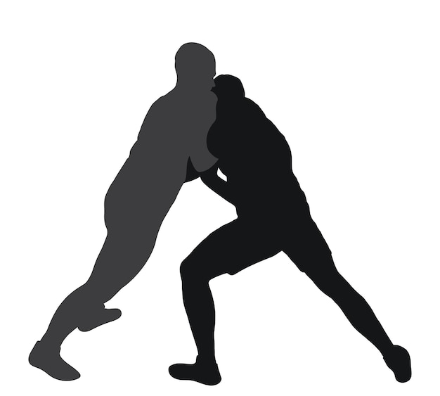 Imagen de una silueta de un atleta luchador en una pose de lucha Duelo de lucha de lucha grecorromana