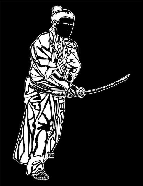 imagen de silueta de movimiento samurai adecuada para educación de logotipo de diseño de camiseta y más