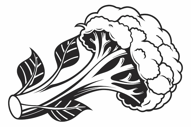una imagen de silueta negra de coliflor ilustración vectorial de fondo blanco H