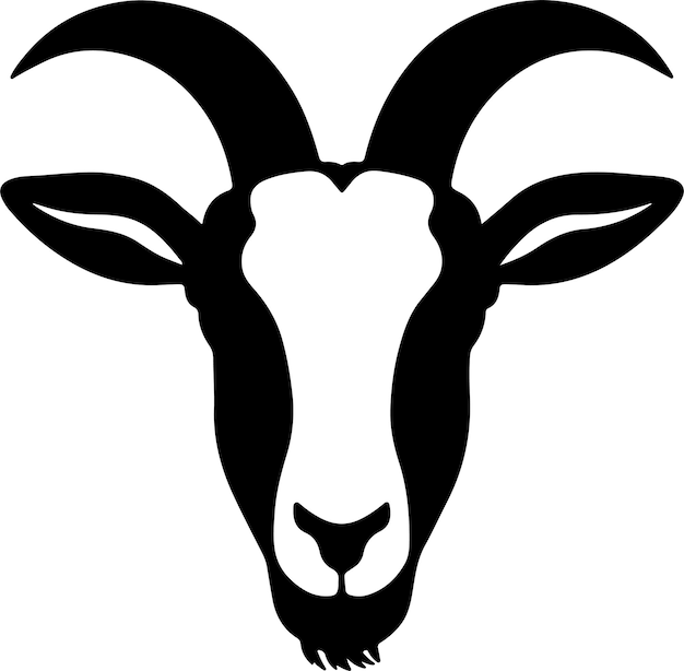 Imagen de silueta vectorial de cabeza de cabra y ilustración de la imagen de cabeza de Cabra