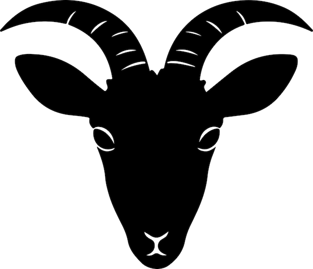 Imagen de silueta vectorial de cabeza de cabra y ilustración de la imagen de cabeza de Cabra
