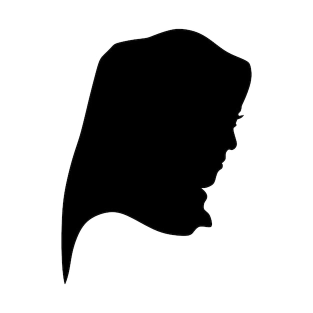 Imagen de silueta vectorial de mujer musulmana con hiyab mujer árabe asiática para el icono de la tienda hijab templa