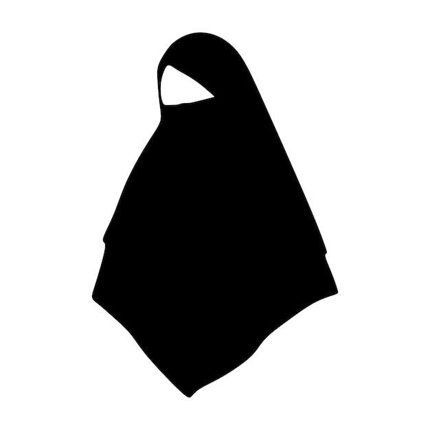 Imagen de silueta vectorial de mujer musulmana con hiyab mujer árabe asiática para el icono de la tienda hijab templa