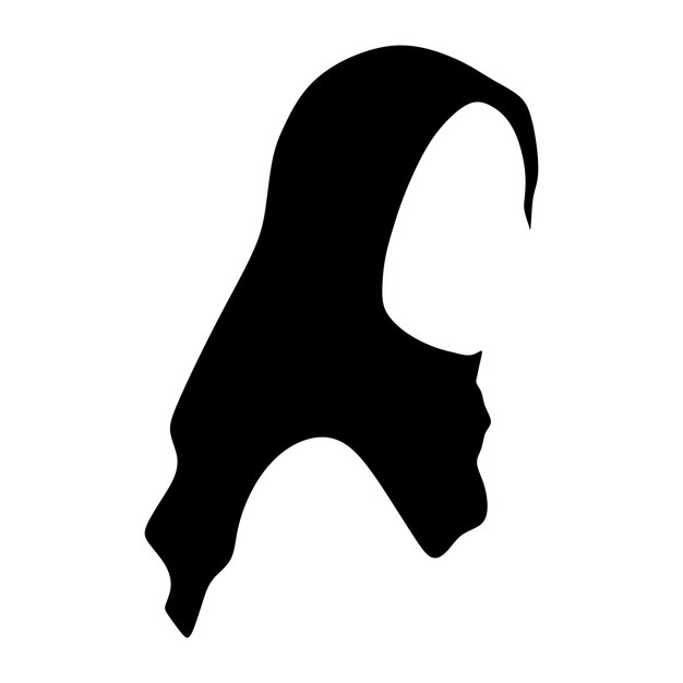 Imagen de silueta vectorial de mujer musulmana con hiyab Mujer árabe asiática para el icono de la tienda Hijab Templa