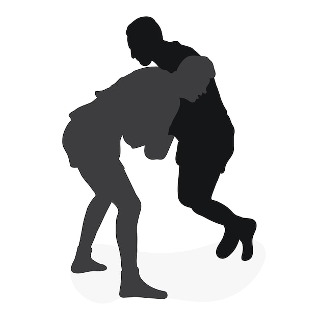 Imagen de siluetas de atletas de sambo en combate de lucha libre de sambo combate de duelo de sambo pelea de puñetazos