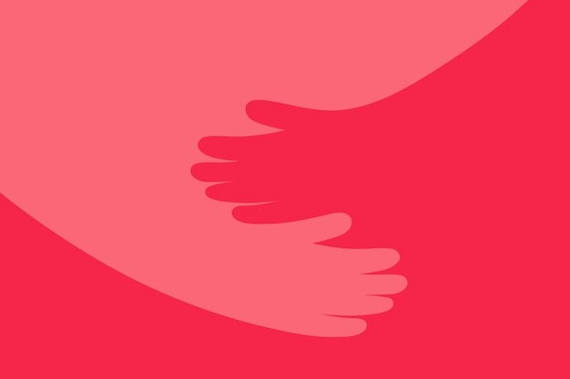 Imagen simplificada de manos en un abrazo que representa el amor, la ayuda y la compasión Útil para la atención médica y las imágenes de concienciación sobre la salud mental